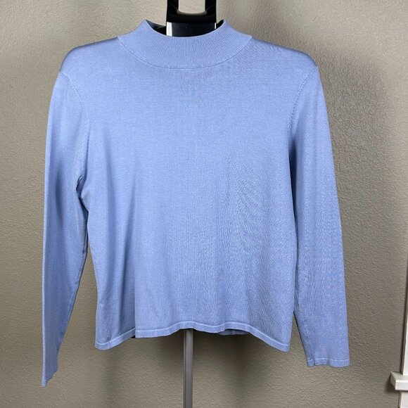 GUC Pendleton Women's Silk Blend Sweater Blue Mock Neck Long Sleeve Size Medium - Picture 1 of 4